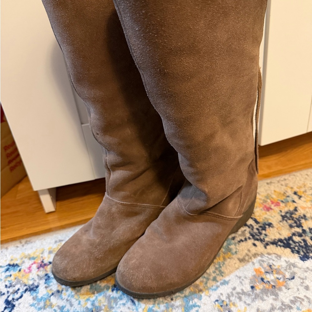 Brown Suede Knee-High Boots